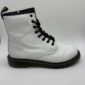 Dr Martens 1460 Y Combat Boots Junior Girls Women’s Sz 6 EU 37 White Side Zip